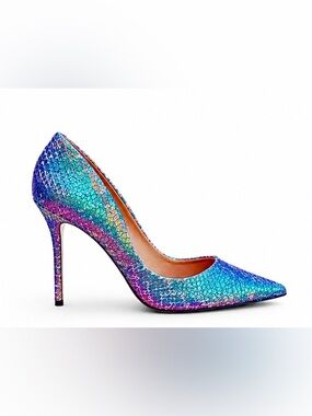 Carrano Iridescent Python Embossed Leather Women's   Heels Shoes 6.5